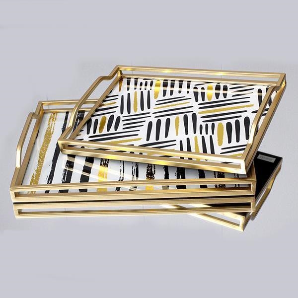 SET 2x Bandeja decorativa 40x30/35x25 cm dorado