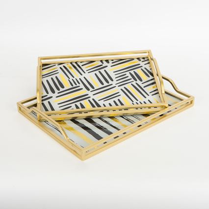 SET 2x Bandeja decorativa 40x30/35x25 cm dorado