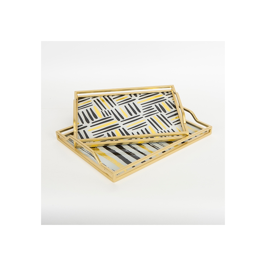 SET 2x Bandeja decorativa 40x30/35x25 cm dorado