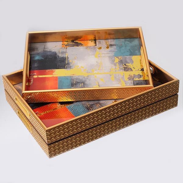 SET 2x Bandeja decorativa 40x30/35x25 cm dorado