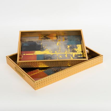 SET 2x Bandeja decorativa 40x30/35x25 cm dorado