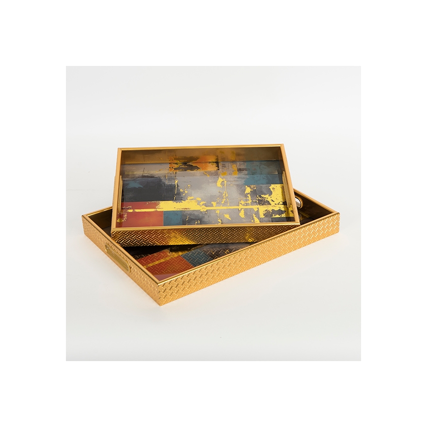 SET 2x Bandeja decorativa 40x30/35x25 cm dorado