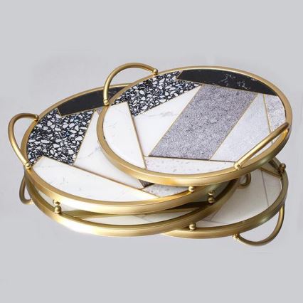 SET 2x Bandeja decorativa diá. 35/30 cm dorado