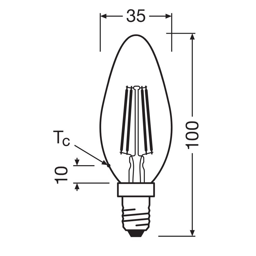 SET 2x Bombilla LED FILAMENT B35 E14/4W/230V 4000K - Osram