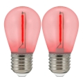 SET 2x Bombilla LED PARTY E27/0,3W/36V roja
