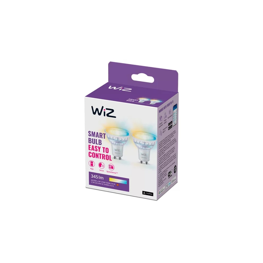 SET 2x Bombilla LED regulable PAR16 GU10/4,7W/230V 2700-6500K CRI 90 Wi-Fi - WiZ