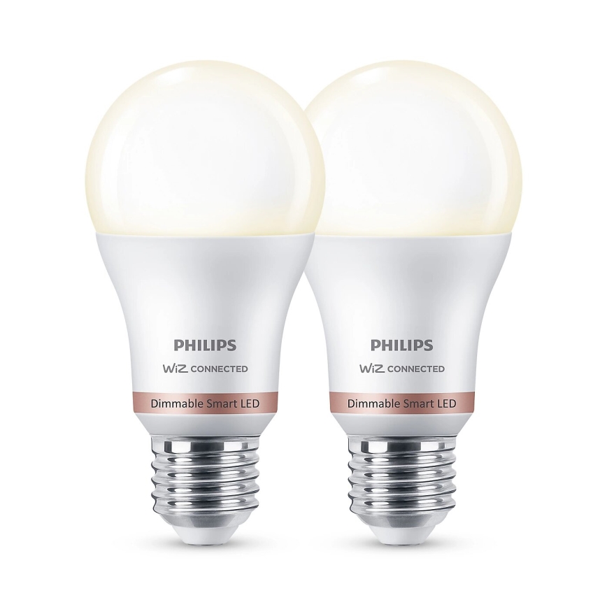SET 2x Bombilla LED regulable Philips A60 E27/8W/230V Wi-Fi