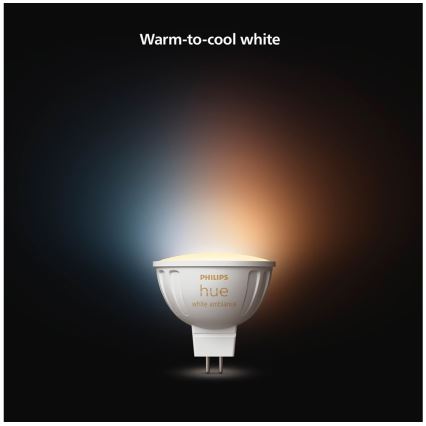 SET 2x Bombilla LED regulable Philips Hue White Ambiance GU5,3/MR16/5,1W/12V 2200-6500K