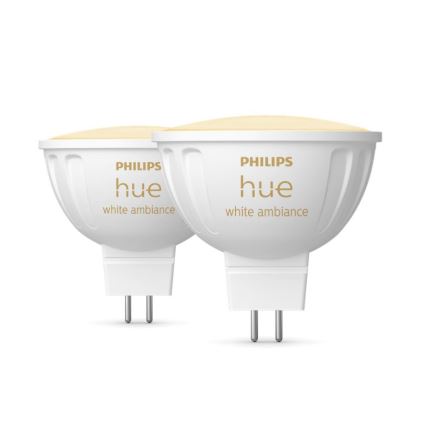 SET 2x Bombilla LED regulable Philips Hue White Ambiance GU5,3/MR16/5,1W/12V 2200-6500K