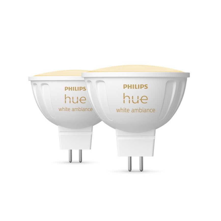 SET 2x Bombilla LED regulable Philips Hue White Ambiance GU5,3/MR16/5,1W/12V 2200-6500K