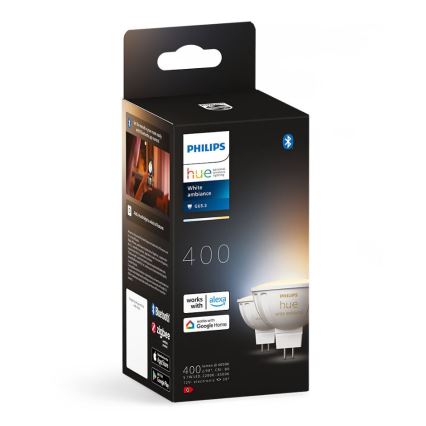 SET 2x Bombilla LED regulable Philips Hue White Ambiance GU5,3/MR16/5,1W/12V 2200-6500K