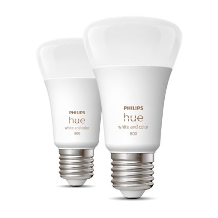 SET DE 2 bombillas LED regulables Philips Hue White and Color Ambiance A60 E27/6,5W/230V 2000-6500K