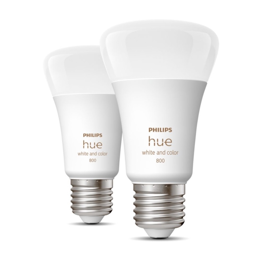 SET DE 2 bombillas LED regulables Philips Hue White and Color Ambiance A60 E27/6,5W/230V 2000-6500K