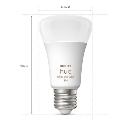 SET DE 2 bombillas LED regulables Philips Hue White and Color Ambiance A60 E27/6,5W/230V 2000-6500K