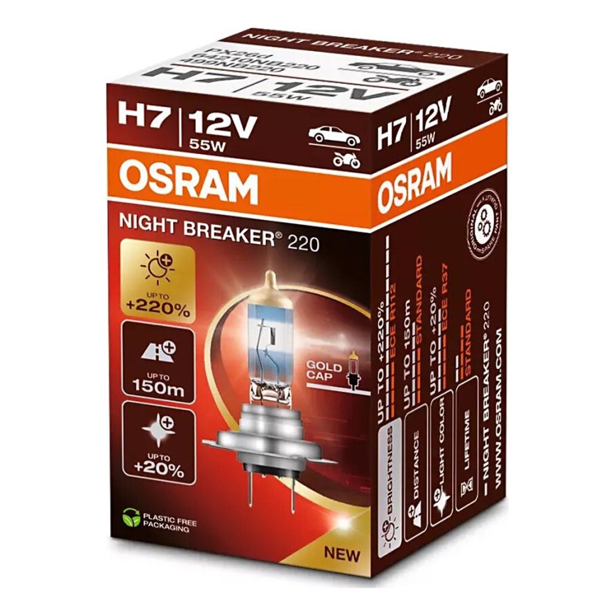 SET 2x Bombilla NIGHT BREAKER H7 PX26d/55W/12V - Osram