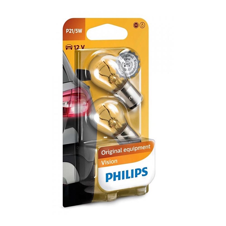 SET 2x Bombilla para el coche Philips VISION 12499CP BAY15d/5W/12V