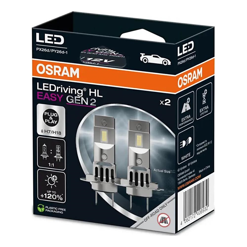 SET 2x LED Bombilla EASY GEN H7 PX26d/16W/12V 6500K - Osram