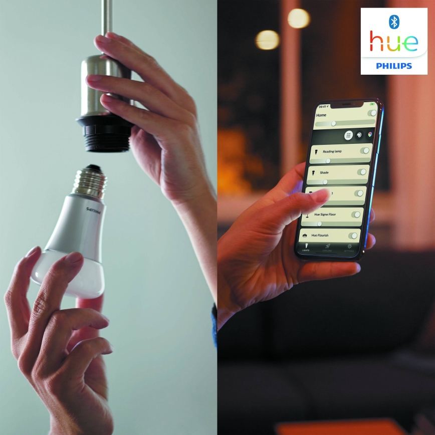 SET 2x LED Bombilla regulable Philips Hue WHITE E27/9W/230V 2700K