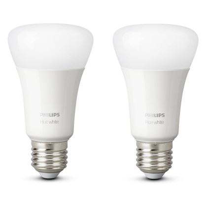 SET 2x LED Bombilla regulable Philips Hue WHITE E27/9W/230V 2700K