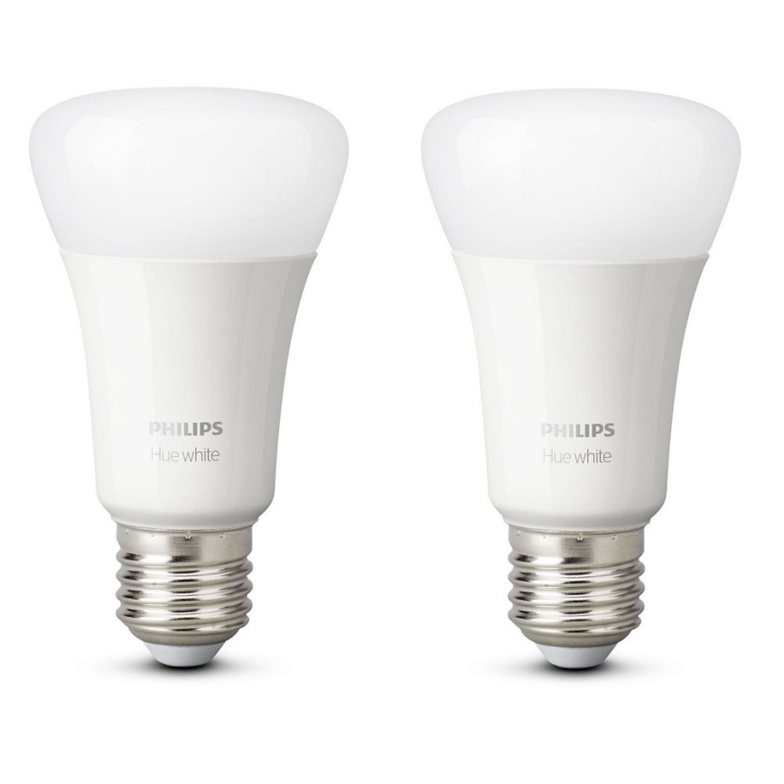 SET 2x LED Bombilla regulable Philips Hue WHITE E27/9W/230V 2700K