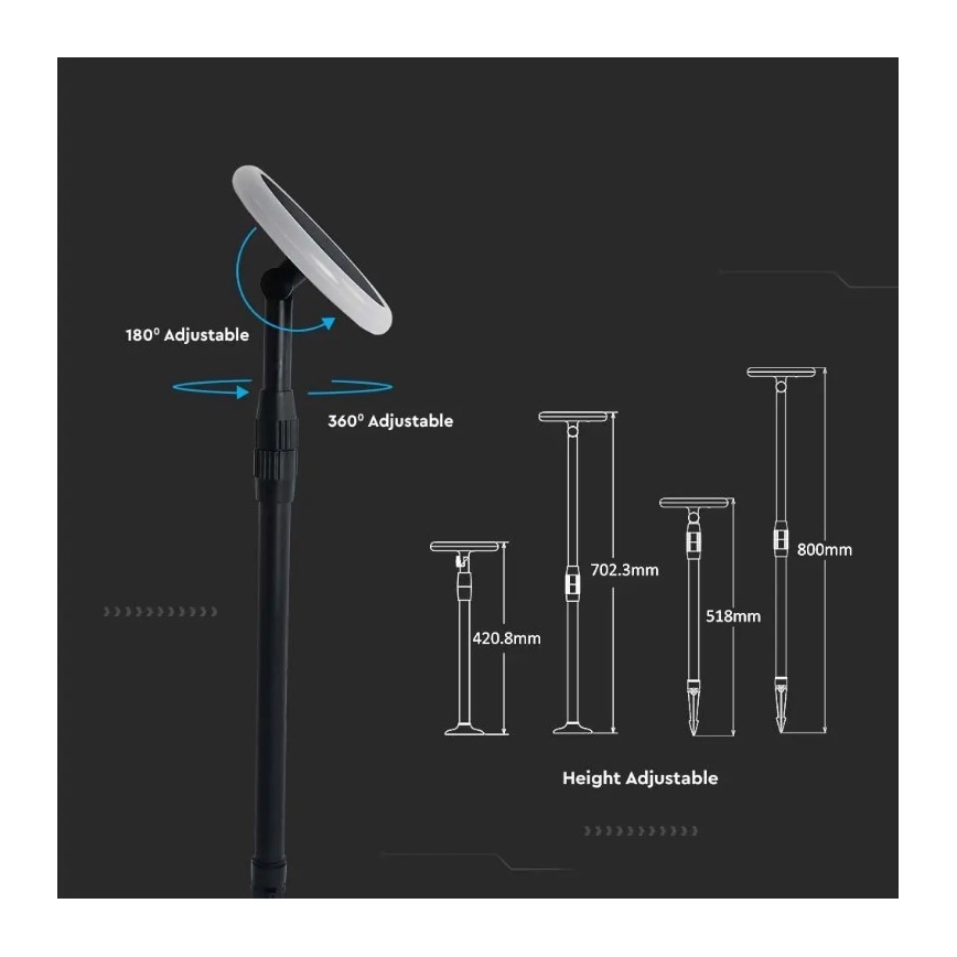 SET 2x LED Lámpara solar ajustable GARDEN LED/3W/5V 42-80 cm 4000K IP65