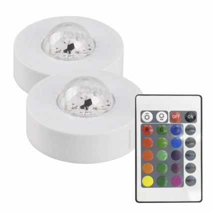 SET 2x LED RGB Regulable lámpara decorativa FESTA 3xAAA/4,5V + control remoto