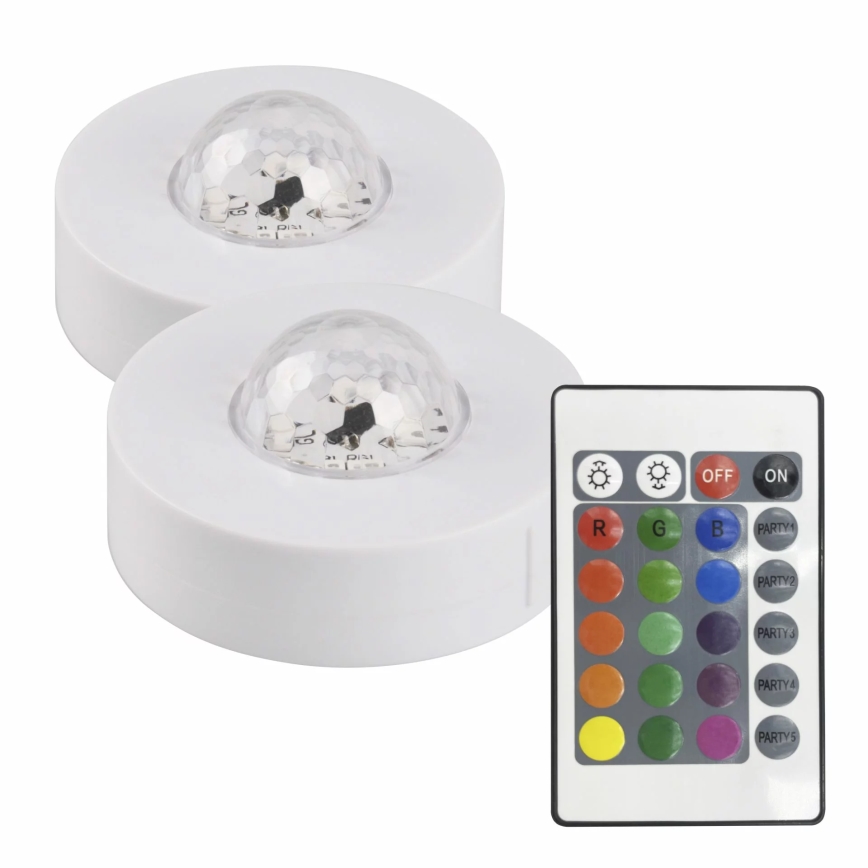 SET 2x LED RGB Regulable lámpara decorativa FESTA 3xAAA/4,5V + control remoto