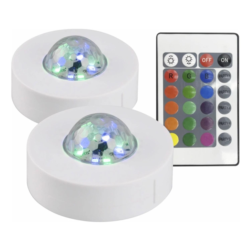 SET 2x LED RGB Regulable lámpara decorativa FESTA 3xAAA/4,5V + control remoto