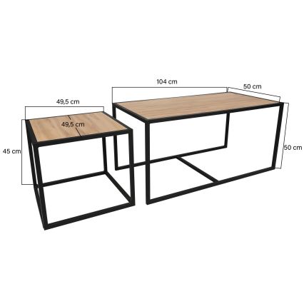 SET de 2 mesas de centro ATLANTIS marrón/negro