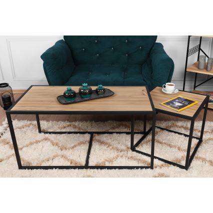SET de 2 mesas de centro ATLANTIS marrón/negro