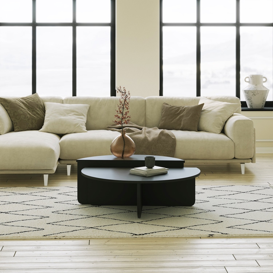 SET 2x Mesa de centro PODIUM negro