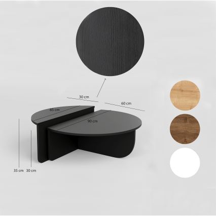 SET 2x Mesa de centro PODIUM negro