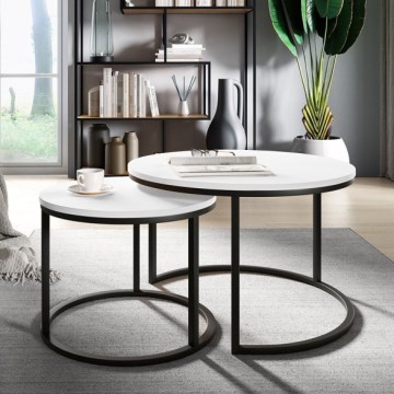 SET 2x Mesa de centro RABEN negro/blanco