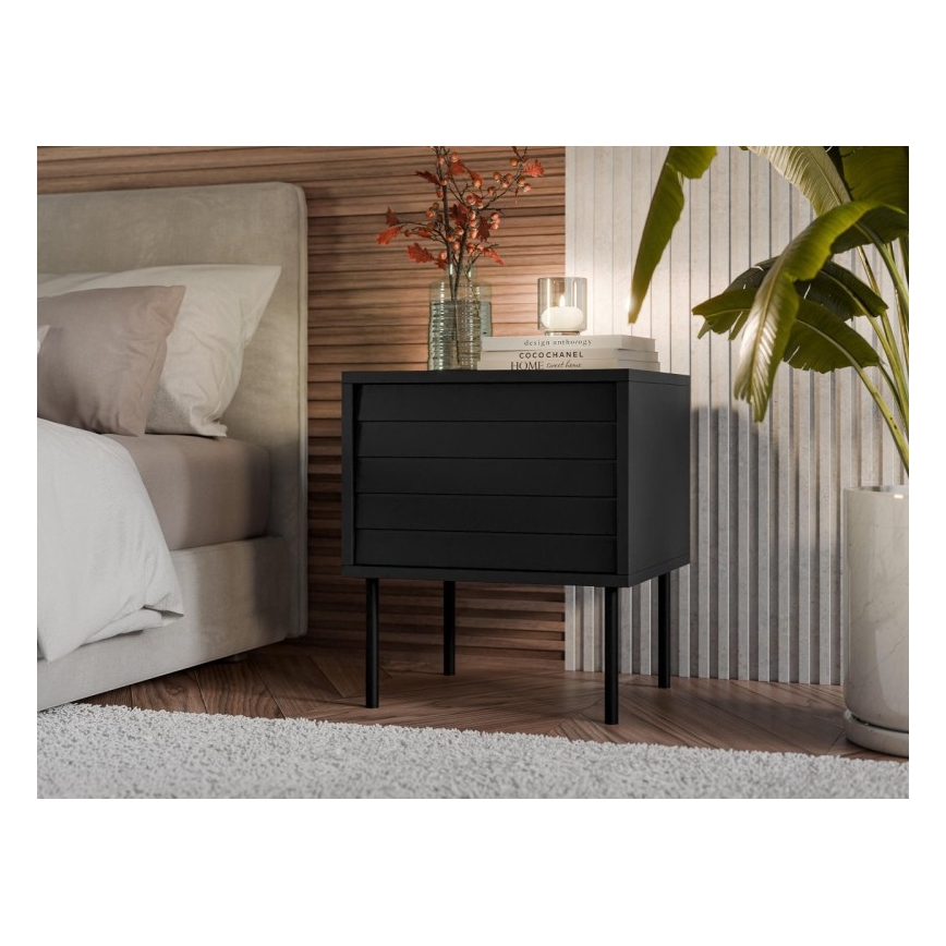 SET 2x Mesita de noche CORTINA 51x45 cm negro