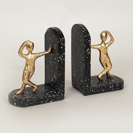 SET 2x Sujeta-libros dorado/negro
