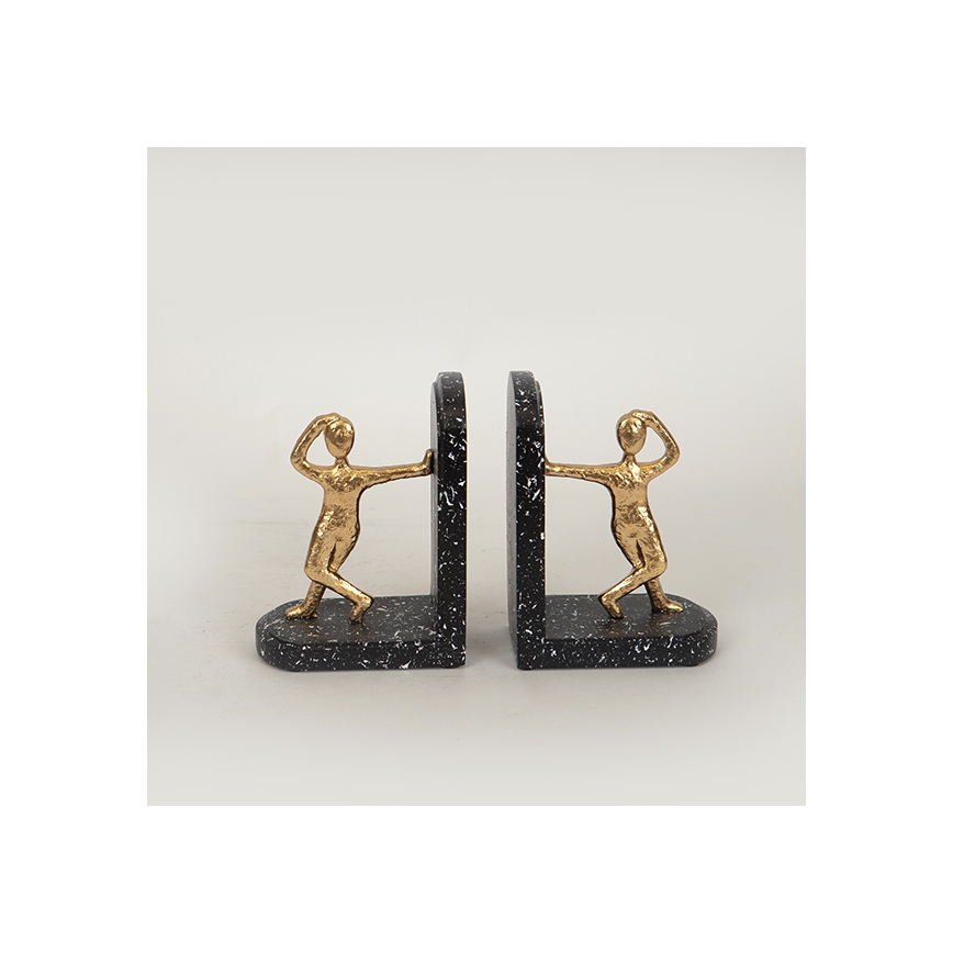 SET 2x Sujeta-libros dorado/negro
