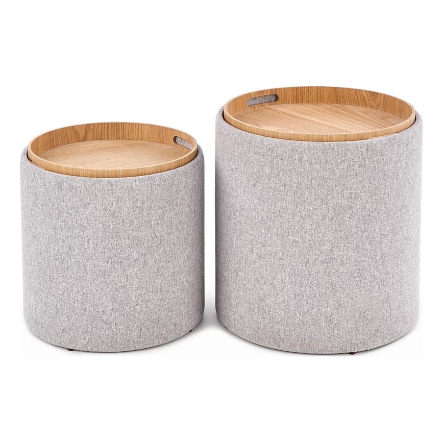 SET 2x Taburete AVIKO diá. 38/45 cm gris/beige