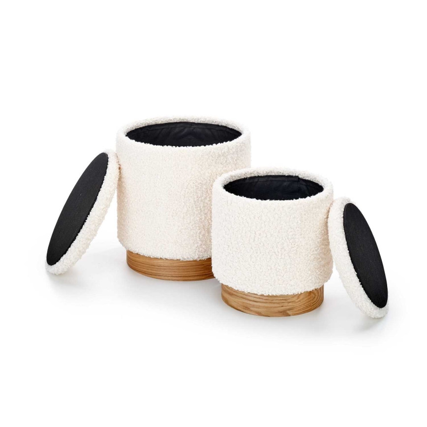 SET 2x Taburete CANCUN diá. 31/38 cm blanco/marrón