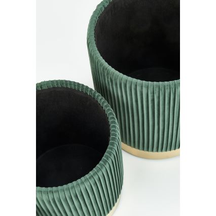 SET 2x Taburete MONTY diá. 36/44 cm Verde/dorado