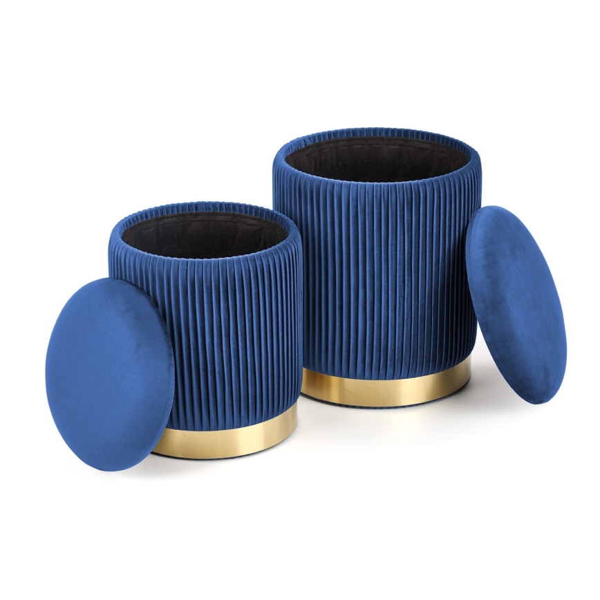 SET 2x Taburete MONTY diá. 36/66 cm azul/dorado