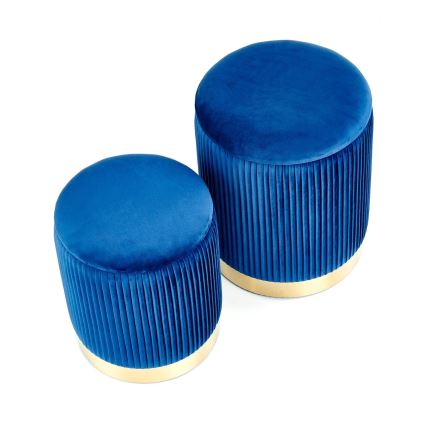 SET 2x Taburete MONTY diá. 36/66 cm azul/dorado