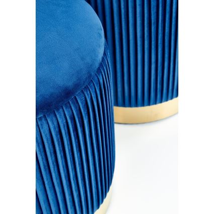 SET 2x Taburete MONTY diá. 36/66 cm azul/dorado