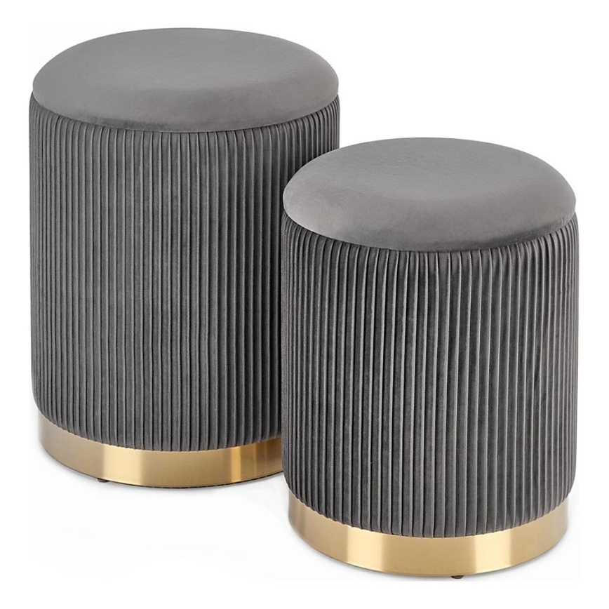 SET 2x Taburete MONTY diá. 36/66 cm gris/dorado