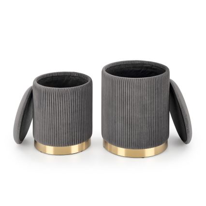 SET 2x Taburete MONTY diá. 36/66 cm gris/dorado