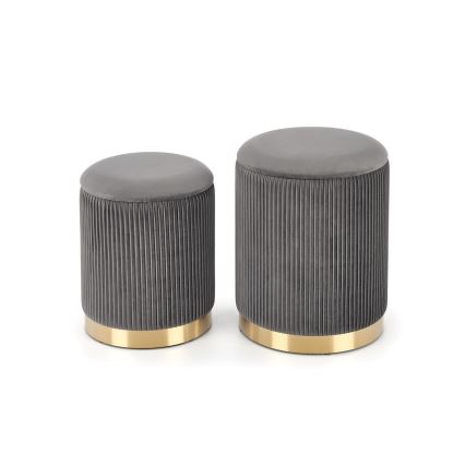 SET 2x Taburete MONTY diá. 36/66 cm gris/dorado