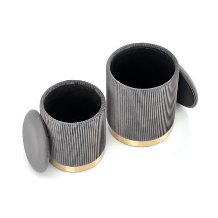 SET 2x Taburete MONTY diá. 36/66 cm gris/dorado
