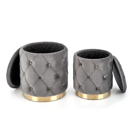 SET 2x Taburete POLLY diá. 40/44 cm gris/dorado