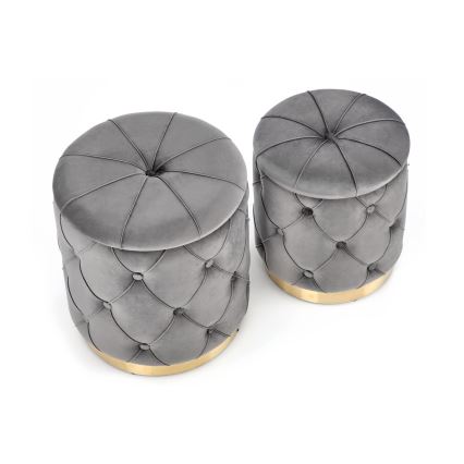 SET 2x Taburete POLLY diá. 40/44 cm gris/dorado