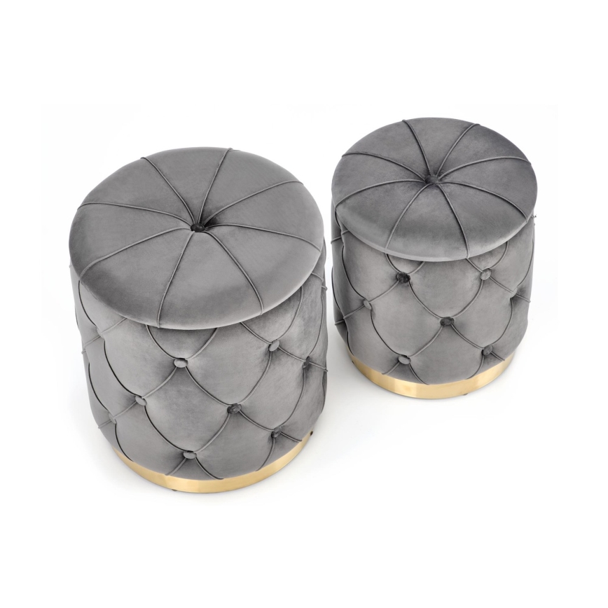 SET 2x Taburete POLLY diá. 40/44 cm gris/dorado