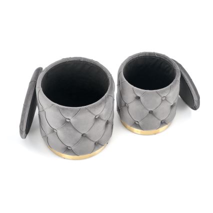 SET 2x Taburete POLLY diá. 40/44 cm gris/dorado